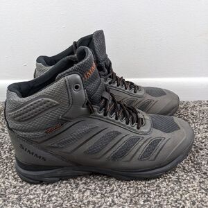 Simms Boots Challenger Mid Deck Shoes Waterproof Gray/Black Men's Size 8
